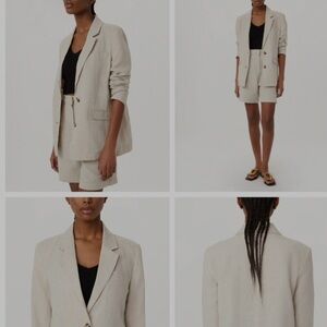 OAK + FORT Women's Cream Linen Blazer with shorts set